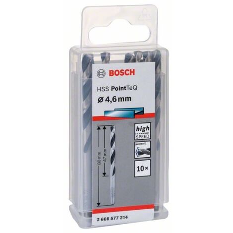 BOSCH 2608577214 Broca para metal HSS-RPointTeQ DIN338 4.6x47x80:10uds.