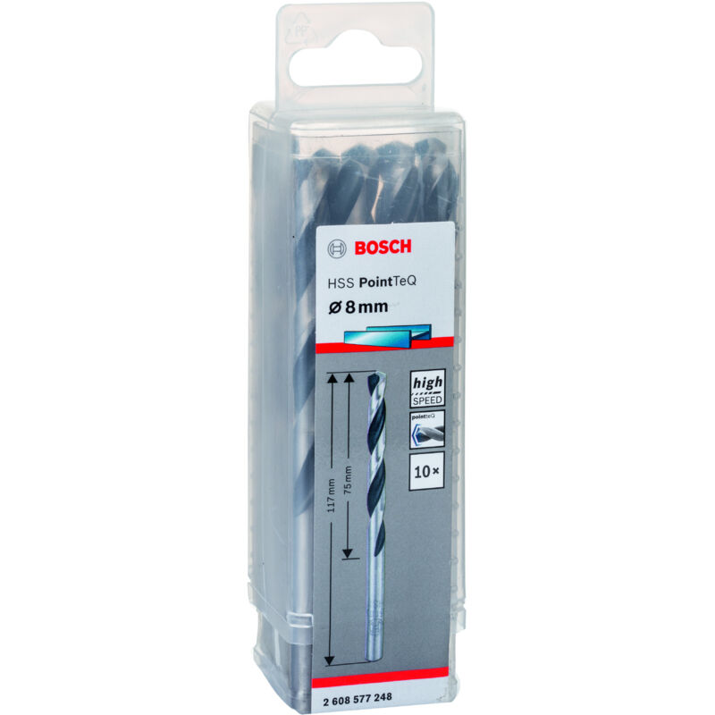 

BOSCH 2608577248 Broca para metal HSS-RPointTeQ DIN338 8.0 x75x117:10uds.