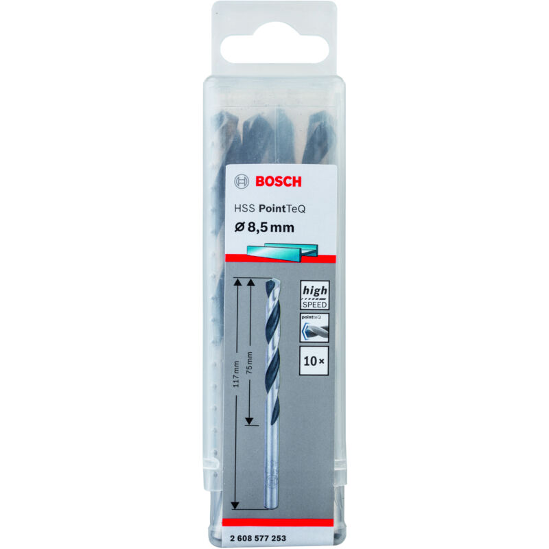 

2608577253 Broca para metal HSS-RPointTeQ DIN338 8.5 x75x117:10uds. - Bosch