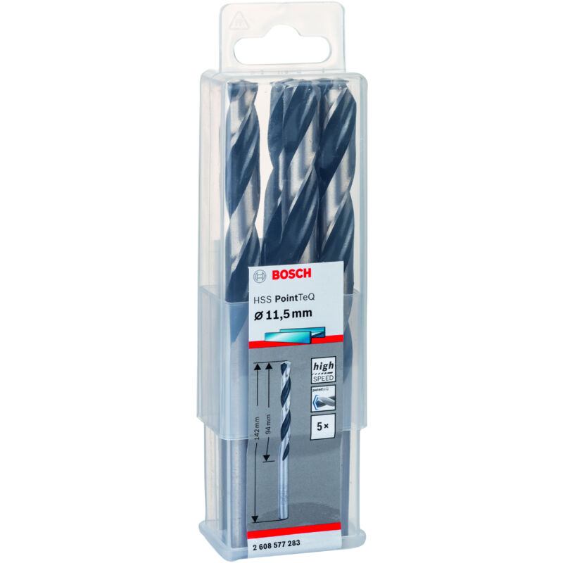 

2608577283 Broca para metal HSS-RPointTeQ DIN338 11.5x94x142:5uds. - Bosch