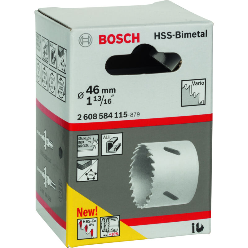 

BOSCH 2608584115 Coronas HSS bimetálicas adaptadores estándar 46 mm 1 13/16