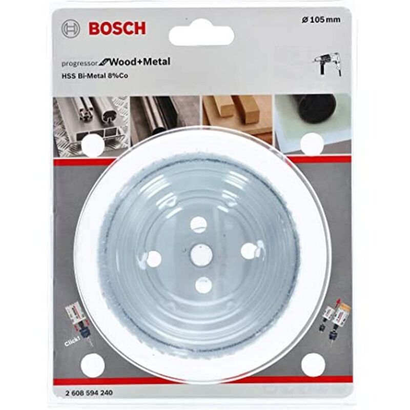 Professional 2608594240 Sega a Tazza per Legno e Metallo, Accessorio per Foratrice, Nero, ø 105 mm - Bosch