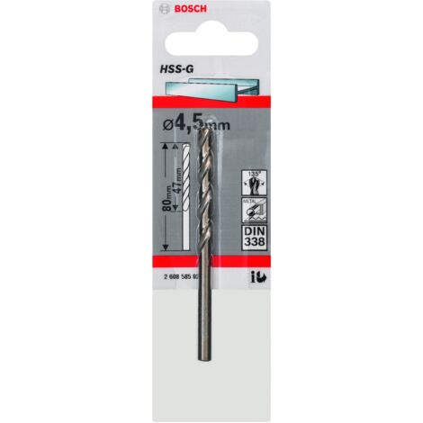 BOSCH 2608585920 Broca para metal HSS-G, DIN 338 4,5 x 47 x 80 mm