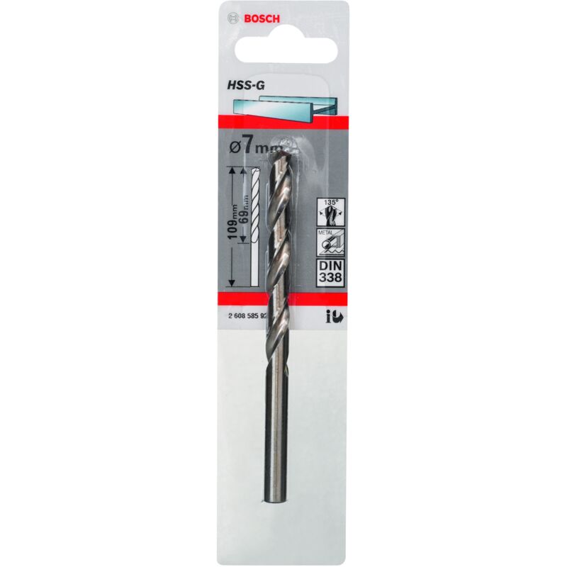

BOSCH 2608585929 Broca para metal HSS-G, DIN 338 7 x 69 x 109 mm