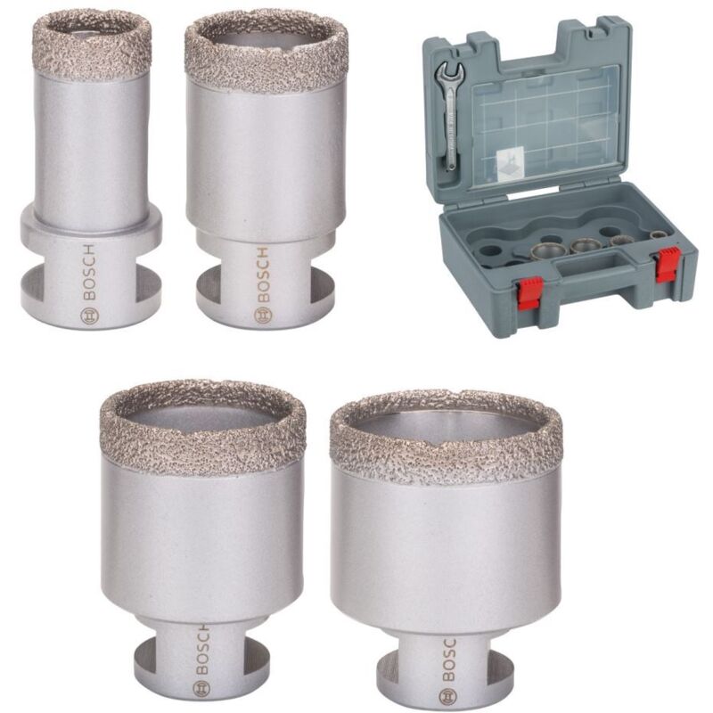 Set of 4 diamond core bits of Bosch 2 608 587 137, dry drilling seco Dry Speed Best for Ceramic, diameters 25.0 35.0 45.0 51.0 mm, pack of 4, high