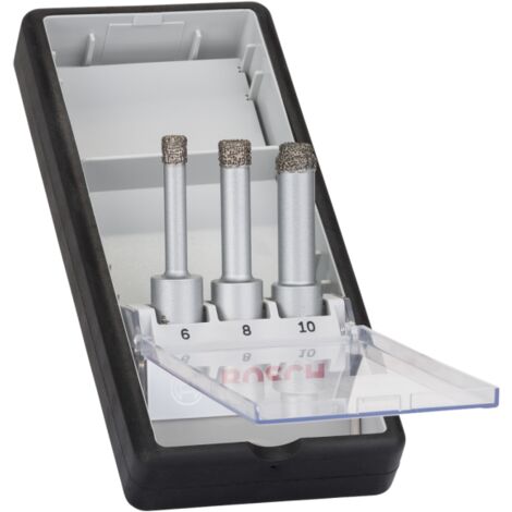 Bosch 2608587145 - Set 3 pièces foret diamanté à sec Robust Line Easy Dry Best for Ceramic 6 8 10 mm