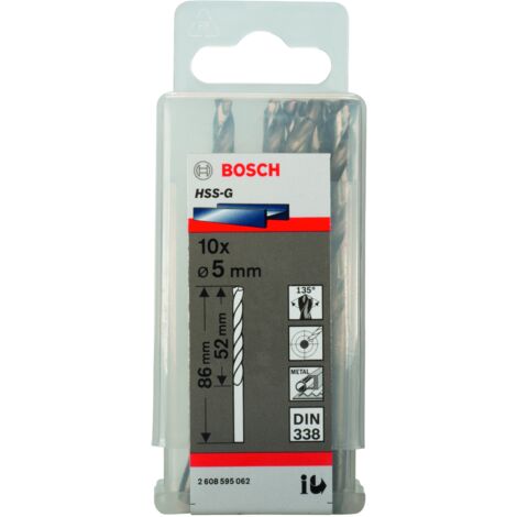 BOSCH 2608595062 Broca para metal HSS-G, DIN 338 5 x 52 x 86 mm