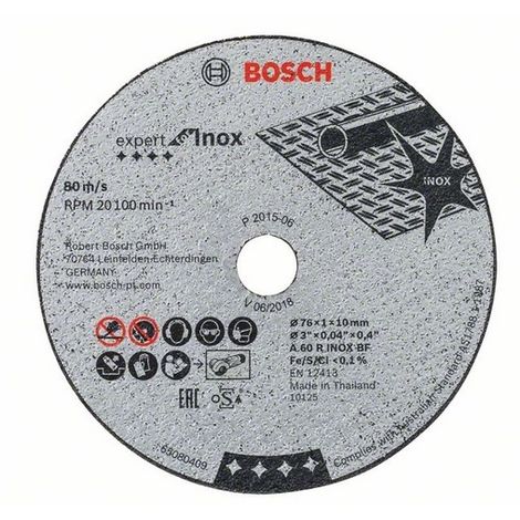 BOSCH 2608601520 DISQUE À TRONÇONNER EXPERT FOR INOX A 60 R INOX BF 76 MM 1 MM 10 MM
