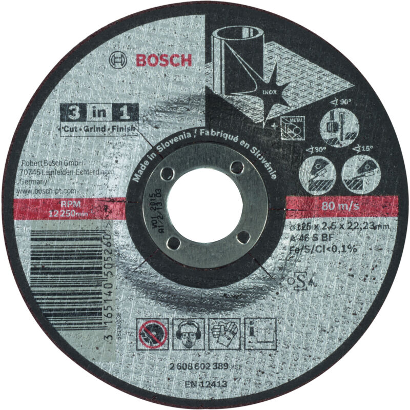 

BOSCH 2608602389 Disco de corte 3 en 1 A 46 S BF, 125 mm 2,5 mm