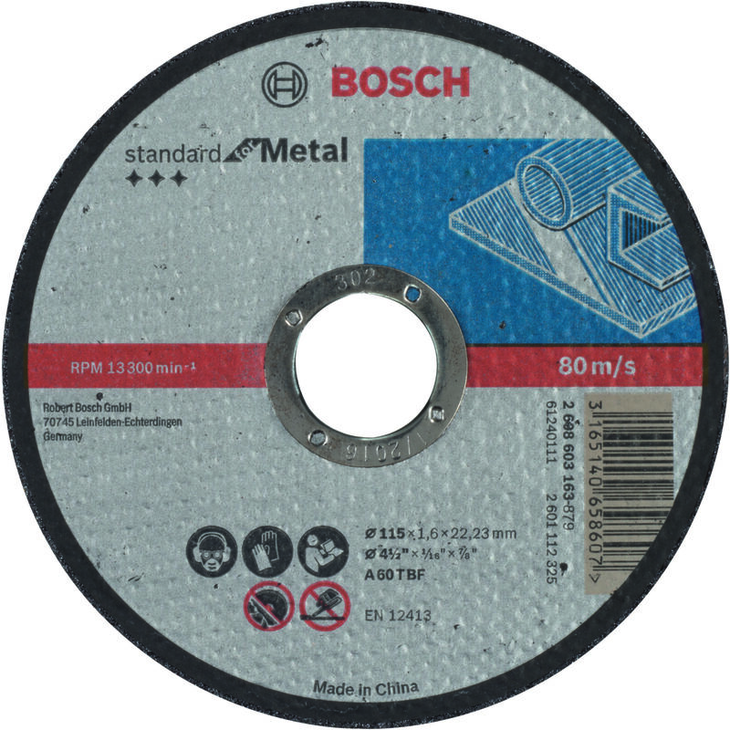 

BOSCH 2608603163 Disco corte recto Standard Metal A 60 T BF, 115, 22,23, 1,6