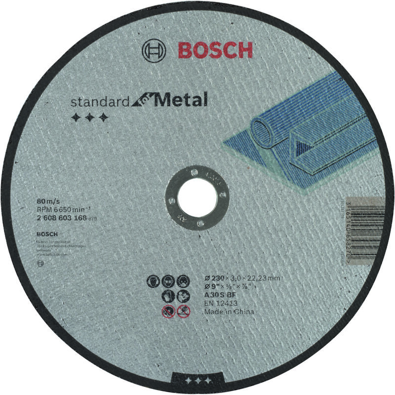 

BOSCH 2608603168 Disco corte recto Standard Metal A 30 S BF, 230, 22,23