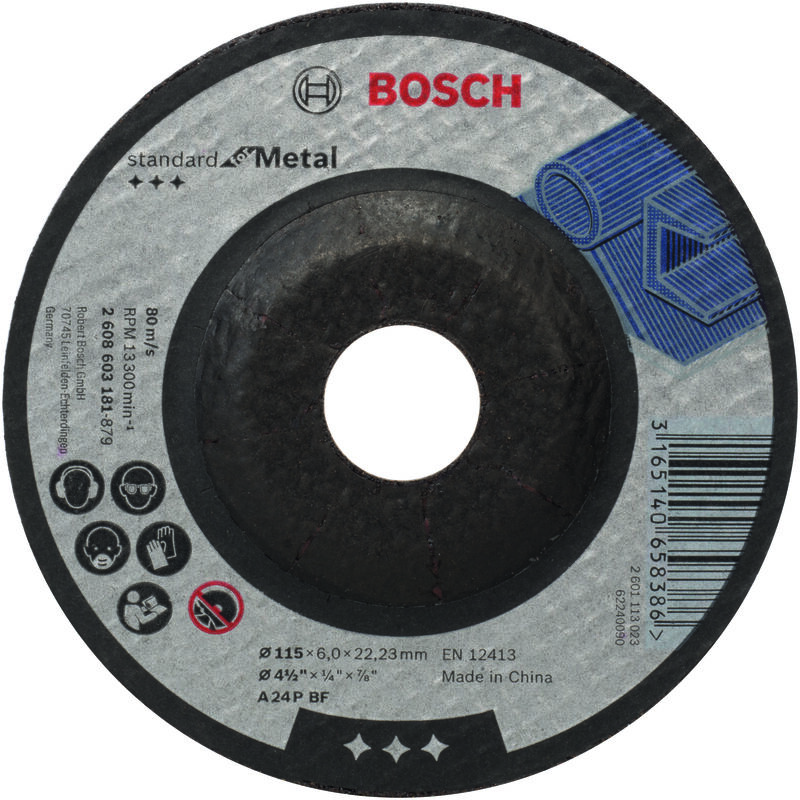

BOSCH 2608603181 Disco desbaste Standard Metal A 24 P BF, 115, 22,23, 6,0