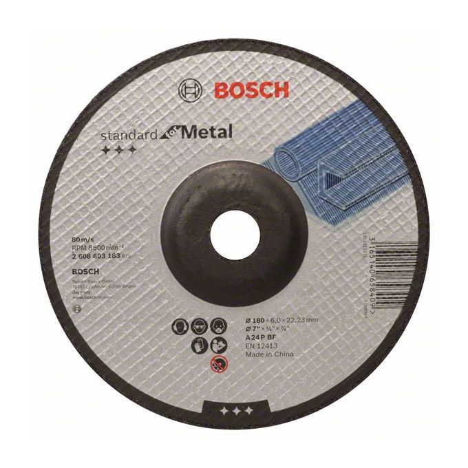 

BOSCH 2608603183 Disco desbaste Standard Metal A 24 P BF, 180, 22,23, 6,0