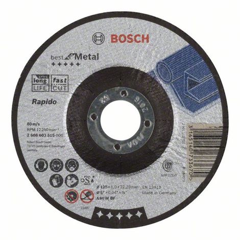 6,0 mm 230 mm Pack de 1 Bosch 2 608 600 228 228-Disco de desbaste acodado Expert for Metal-A 30 T BF 
