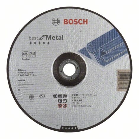Bosch 2608603523 Disco abrasivo corte concavo Best Metal-rápido 230x1,9mm