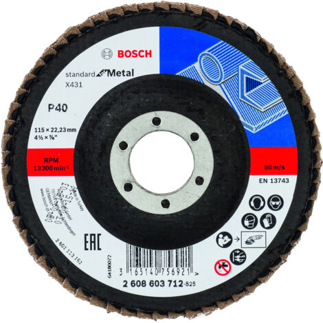 Bosch 2608603712 Disco abrasivo de láminas X431 Standard Metal 115mm recto FV G40 10 uds