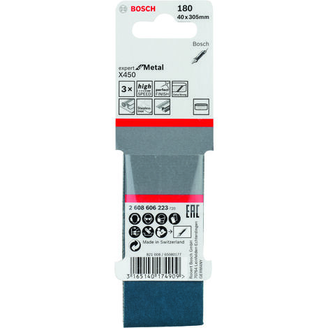 BOSCH 2608606223 Bande abrasive X450, set de 3 pièces