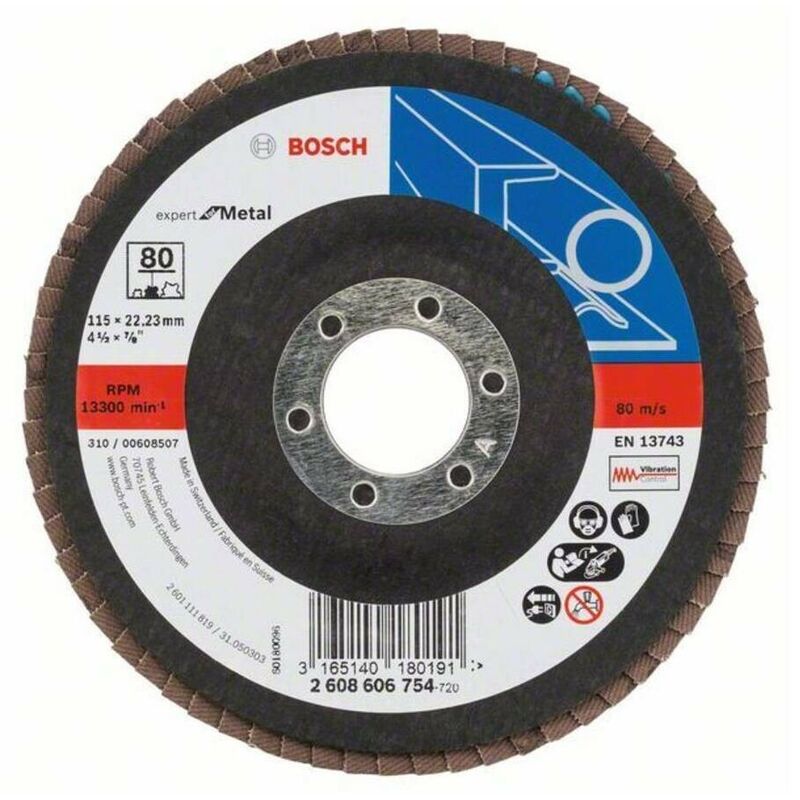 

2608606754 Disco abrasivo de láminas X551 Expert Metal 115mm cónico FV G80 10 uds - Bosch