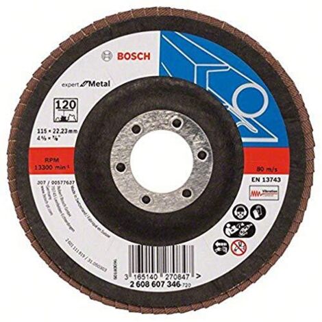 Bosch 2608607346 Disco abrasivo 115 mm, 22,23 Mm, 120, U/min, 1 pezzo, Grana 120
