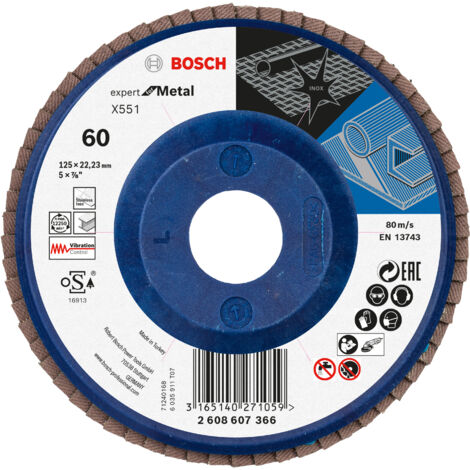 Bosch 2608607366 Disco abrasivo de láminas X551 Expert Metal 125mm recto plástico G60 10 uds