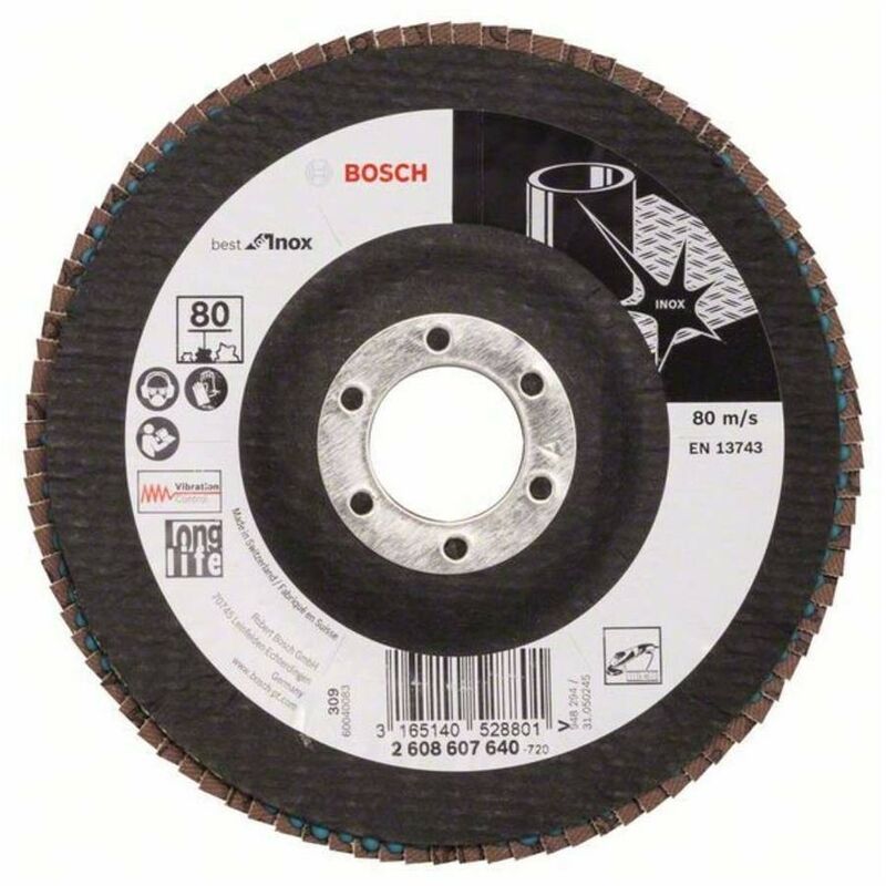 

2608607640 Disco abrasivo de láminas X581 Best Inox 125mm cónico FV G80 10 uds - Bosch