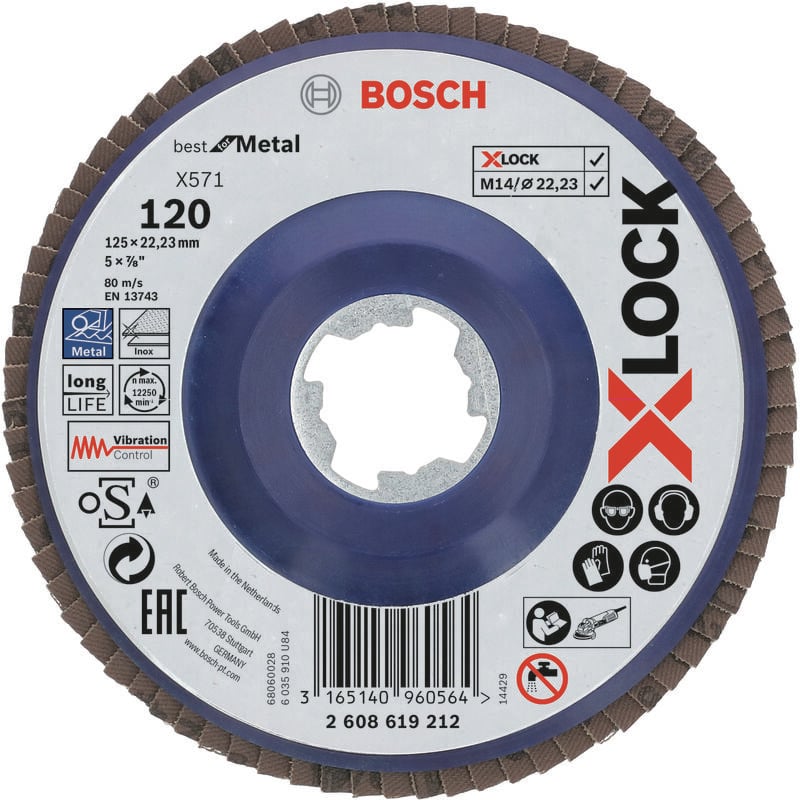 

BOSCH 2608619212 X-LOCK Disco Abrasivo Laminillas X571 B.Metal:125 r.plás.G120