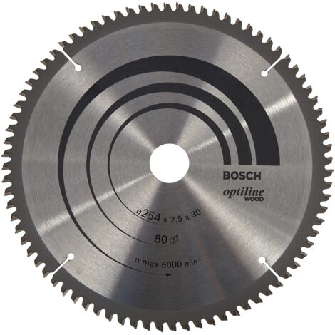 Bosch 2608640437 - Lama per Sega Circolare Optiline Wood per Sega Radiale, Diametro 254 mm, 80 denti, Nero, 1 Pezzo, 254.0