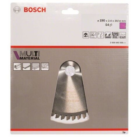 BOSCH Lames de scie circulaire polyvalente MultiMaterial - 190 mm - 2.4 mm - 20 mm - 54 dents