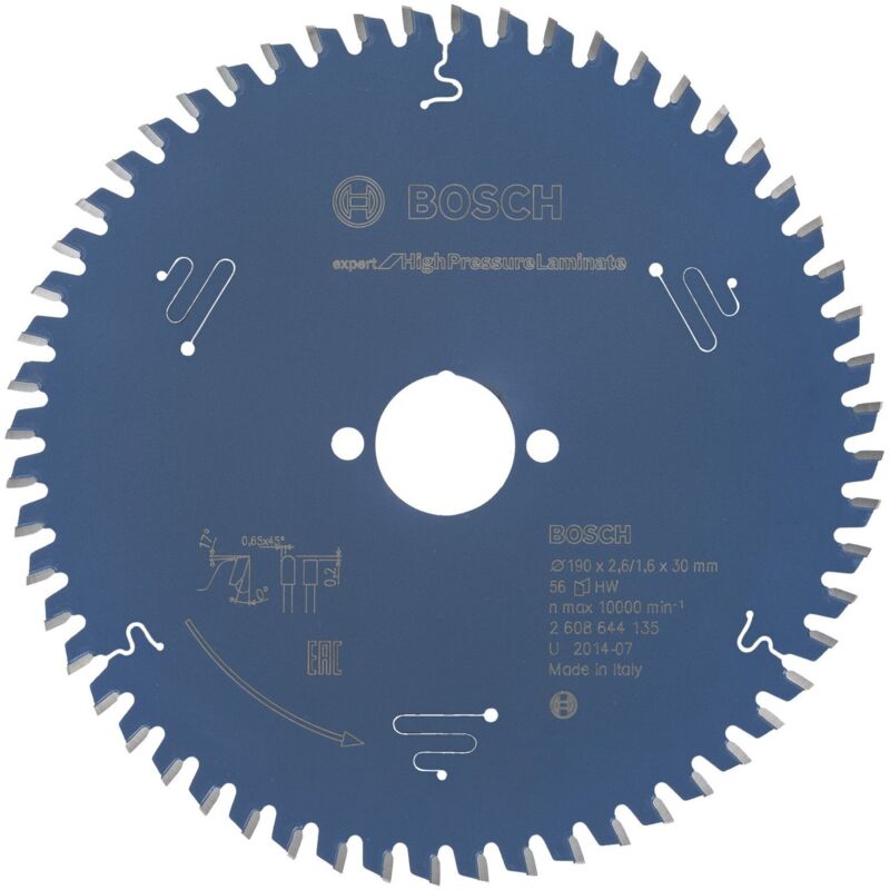 Bosch - Lame pour scie circulaire ø extérieur 190 mm Nombre de dents 56 tr perçage 30 mm Largeur de coupe 2,6 mm carbure