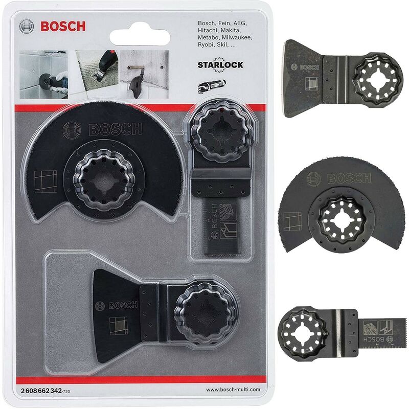 Bosch - Starlock 3 Piece Multi Tool Cutter Set Tiling Saw Blade Plunge Segment gop