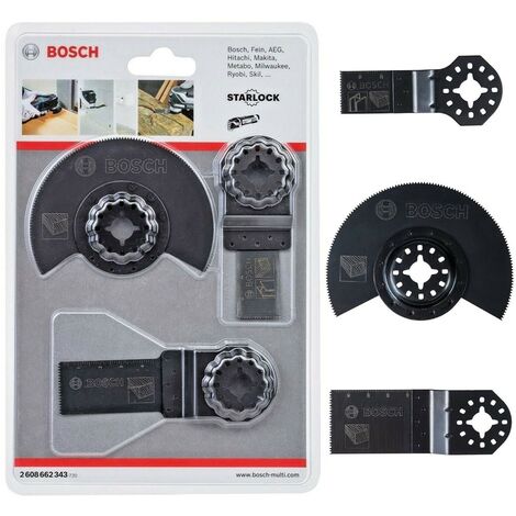 Bosch 2608662343 3 Piece Starlock Multi Tool Plunge Blade Set Wood Metal GOP