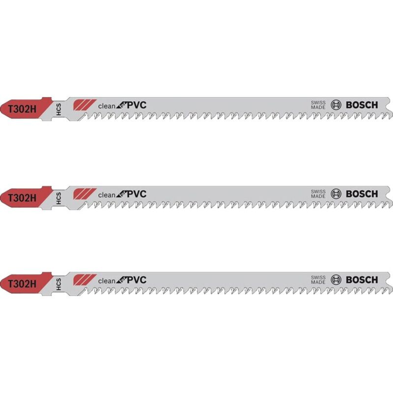 Bosch T302 H Clean for PVC Jigsaw Blades, Pack of 3