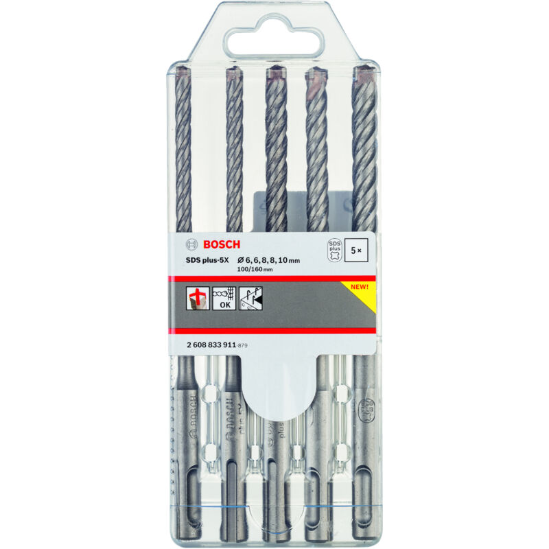 Forets sds plus-5X : Ensemble de 5 pièces : 6/6/8/8/10 Bosch 2608833911