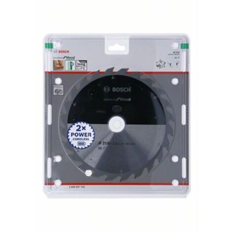 Bosch 2608837724 Disco de sierra circular Standard Wood 216x30x24D BA