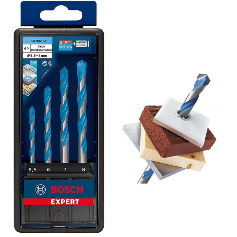 Bosch EXPERT 4 Piece Robust Line CYL-9 Multi Purpose Construction Drill Bit Set