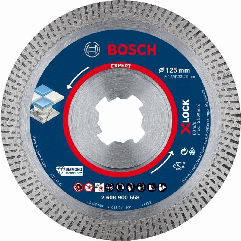 Bosch - Disques à tronçonner diamantés Expert HardCeramic x-lock 125 x 22,23 x 1,4 x 10 mm - 2608900658