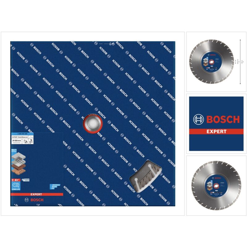 Bosch - Expert MultiMaterial Disque à tronçonner diamanté, 450 x 3,3 x 25,40 mm, Diamond Technology pour scies sur table / scies à essence
