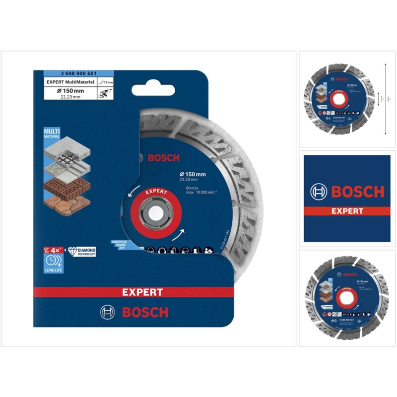 Bosch - expert MultiMaterial Disque à tronçonner diamanté 150 x 22,23 mm 1 pce ( 2608900661 ) Long Life