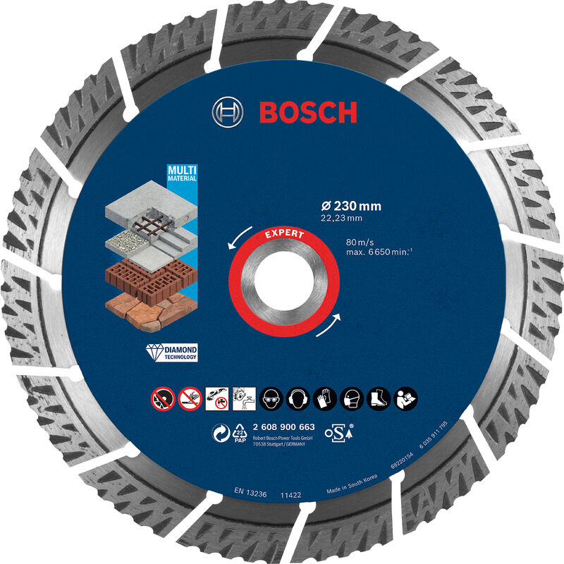 

BOSCH 2608900663 Disco de corte de diamante Expert MultiMaterial de 230 x 22,23 x 2,4 x 15 mm