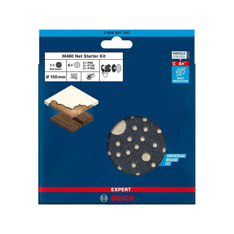 

2608901203 Kit de iniciación Expert M480 para lijadoras excéntricas de 150 mm, 7uds. - Bosch