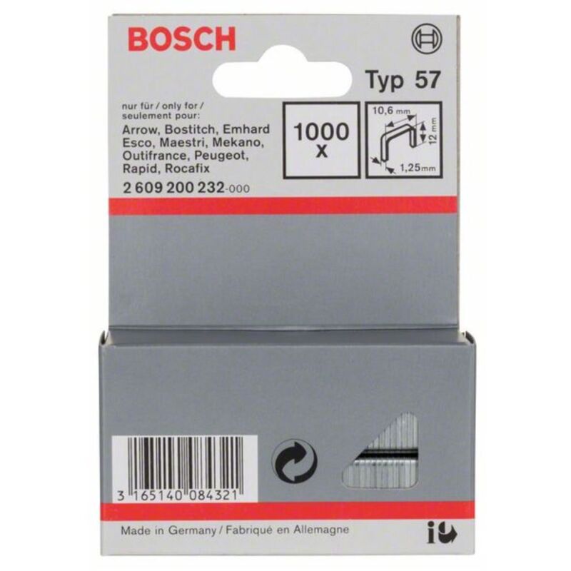 BOSCH Agrafes a fil plat type 57 10.6 x 1.25 x 12 mm - vue 3