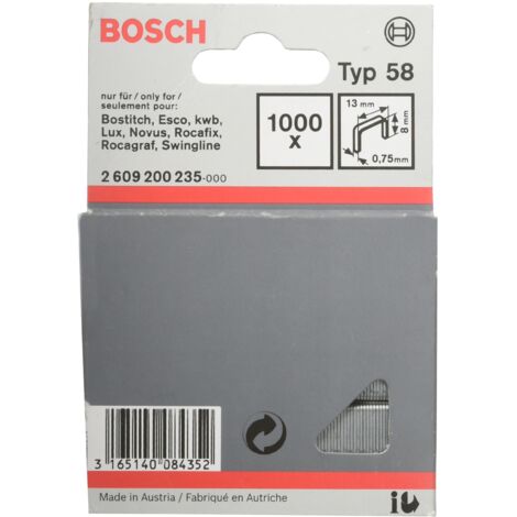 BOSCH 2609200235 - Grapa tipo 58: 13x0,75x8mm: 1.000 uds