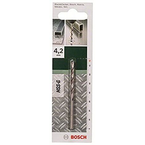 Bosch 2609255042, HSS-G de Punta da trapano 4,2 mm x 75 mm, per forare, ideale per metallo, acciaio inox e plastica, alta precisione e durata, colore grigio