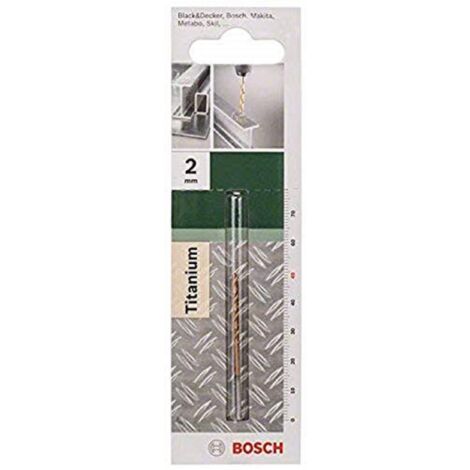 Bosch 2609255090 - Punta per metalli rettificata HSS-TiN DIN 338, lunghezza 49 mm, diametro 2 mm