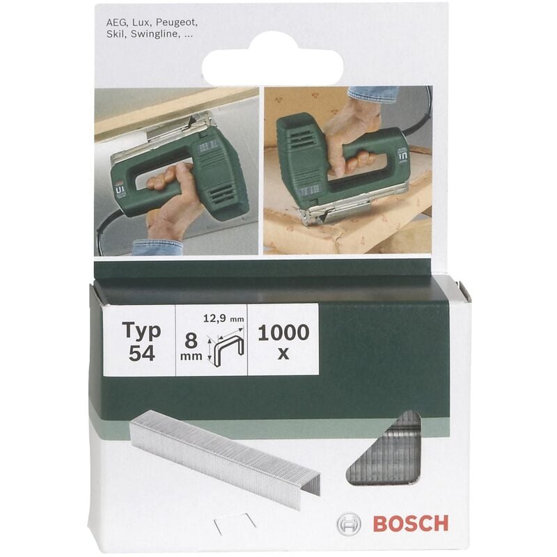 Bosch - 2609255839 Set de 1000 agrafes à fil plat Type 54 Largeur 12,9 mm Epaisseur 1,25 mm Longueur 6 mm