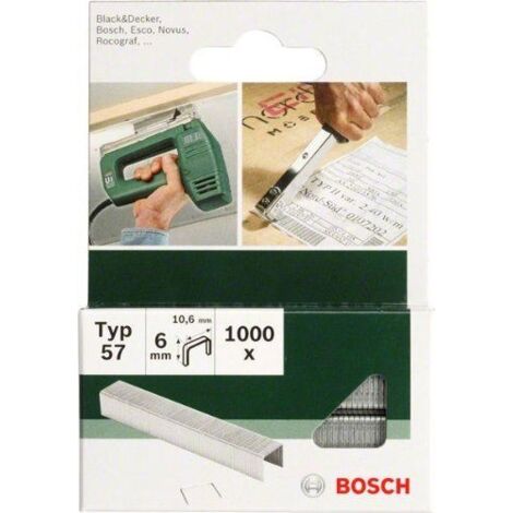 Bosch 2609255847 Set de 1000 agrafes à fil plat Type 57 Largeur 10,6 mm Epaisseur 1,25 mm Longueur 10 mm