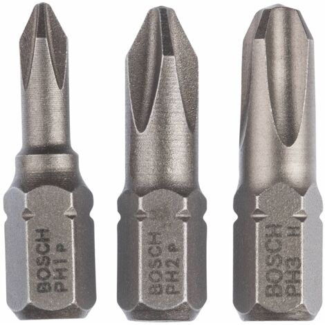 BOSCH 2609255967 Set de 3 embouts de vissage courts pour vis cruciformes Pozidriv (PZ)