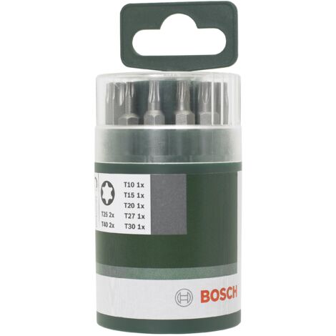Bosch 2609255976 - Set punte per cacciavite Torx 25 mm incluso supporto universale, qualità standard, 10 pezzi