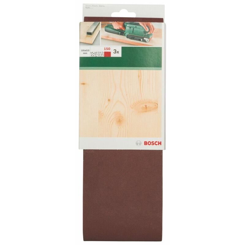 Bosch 2609256227 DIY, Nastro abrasivo 100 x 610 mm, G150, non forato, per legno