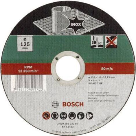 BOSCH 2609256320 DISQUE À TRONÇONNER À MOYEU PLAT POUR INOX DIAMÈTRE 115 MM DIAMÈTRE D'ALÉSAGE 22/23 EPAISSEUR 1 MM